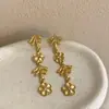 Brincos Flor de Videira de Design Nicho Vintage Estilo Francês Longos Foscos Estilo de Férias Brincos Modernos com Ganchos de Prata