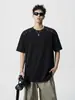 Camiseta de Manga Corta con Hombro Normal de Marca de Moda Americana para Hombre Verano Holgada de Media Manga Top para Hombre Camiseta Negra con Sentido del Diseño Top
