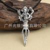 Colgante al por mayor de plata de ley S925 retro plata tailandesa Xizang leyenda trompa de elefante Dios siete hebras de diamante vajra