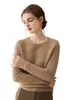 Suéter gola redonda ombro raglã 100% cashmere outono e inverno para mulheres, pulôver solto e casual, suéter base espesso e quente