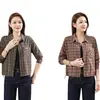 Chaqueta Camisa de Cuadros Nueva Primavera y Otoño Moda Cómoda Elegante Manga Larga Corte Delgado Casual Top para Mujer