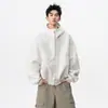 Sudadera con capucha de punto grueso estilo americano, talla grande para hombre, Otoño, Marca de tendencia, Holgada, Casual, Versátil, Ropa deportiva