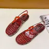 Sandálias de Cristal Retrô para Mulheres, Versáteis para Passeios de Verão, Sandálias Trançadas Vazadas Respiráveis Antiderrapantes Resistentes ao Desgaste, Sapatos de Gelatina, Sapatos Individuais