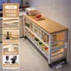 Estante de Almacenamiento para Cocina, Mesa Multifuncional de Piso de Múltiples Niveles, Banco de Trabajo para Cortar Verduras, Horno de Microondas, Estante para Ollas, Gabinete Lateral