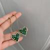 TikTok con Aretes de Cristal Verde 2022 Nueva Moda Elegantes Aretes de Botón de Alta Gama Aretes de Moda de Lujo Ligero