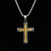 Colar com pingente de cruz de lava preto e dourado masculino moderno ins liga pingente simples nicho alta sensação pingente de joia original