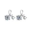 Pendientes de Plata de Ley S925 Estilo Coreano con Moissanita, Diseño Clásico de Hoja de Ginkgo, Pendientes de Botón de Moissanita de 1 Quilate, Plata Pura 999