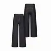 Jeans de Perna Reta com Padrão Bordado de Alta Qualidade, Tecido Personalizado, 13,5oz Tencel, Caimento Fluido, Linha A, Corte Amplo, Jeans Cru, Patch de Couro com Crina de Cavalo