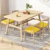 Mesa de comedor simple y moderna para apartamentos pequeños, adecuada para uso doméstico, restaurantes de comida rápida y espacios comerciales; mesa rectangular para propiedades de alquiler