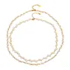Nuevo collar irregular hecho a mano estilo europeo y americano con perlas artificiales y cadena de acero inoxidable chapada en oro de 18k que no se decolora