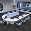 Mesa de conferência de pintura criativa simples em forma de U arco de mesa de comando mesa multi-tecnologia sensor de mídia console do centro de comando