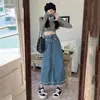 Saia jeans feminina de outono e inverno, estilo coreano, nova moda, com franjas, vintage, justa, comprimento médio, cintura alta