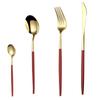 Cuchillo, tenedor y cuchara portugueses transfronterizos chapados en oro arcoíris negro dorado exclusivo transfronterizo juego de regalo de cubertería occidental para bistec