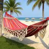 Hamaca con Borlas Columpio Exterior Anti-Vuelco Hamaca Tejida para el Hogar Camping al Aire Libre Dormitorio Doble Lona Hamaca