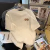 Camiseta de Hombre Moda Juvenil Blanco Puro Cuello Redondo Top Estampado Más Fácil para Combinar Casual Retro Top Ropa de Pareja Mismo Estilo