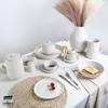Louça padrão de linho minimalista moderno Bowl plate suit imitação mão pinça textura relevo placa cerâmica prato de jantar nórdico prato prato