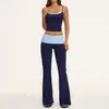Conjunto de Yoga Cross-border Pele à Mostra para Mulheres, Conjunto Casual Solto de Yoga com Contraste de Cores, Conjunto Esportivo para Corrida e Ciclismo ao Ar Livre 2570