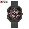 OFNS Comercio Exterior Reloj de Pulsera de Cuarzo Creativo Giratorio Calado Naipes Reloj para Hombre Impermeable Adolescente Reloj Luminoso para Hombre