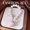 Pulsera de Fresa con Lazo de Perla y Circonita Transfronteriza, Pulsera Única de Nicho de Lujo Ligero, Joyería de Mano Simple, Moderna y Versátil para Mujeres