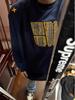 Suéter Bordado Americano Gola Redonda Masculino Inverno com Forro de Lã Espessado Gola Alta Sentido Adolescente Fita Marca de Moda Manga Longa Moda