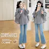 Nueva Camisa de Maternidad Otoño 2026 con Dobladillo Fruncido, Top Babydoll de Cuadros Plegados de Manga Larga para Mujeres Embarazadas