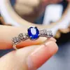 Anillo de Zafiro Natural Popular al por Mayor de Fábrica Plata S925 Incrustado con Piedra Principal 5*6 Joyería de Lujo Venta Directa de Fábrica