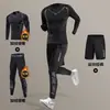 Traje de Corrida de Inverno Transfronteiriço para Homens, Camada de Base Térmica com Forro de Fleece, Roupa de Compressão de Secagem Rápida para Esportes, Fitness e Treinamento de Esqui