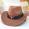 Accesorios para Sombrero de Vaquero Transfronterizo Nuevo Estilo Sombrero de Vaquero Occidental con Ala Levantada Estilo Étnico Sombrero de Fieltro Ala Grande Unisex Versátil