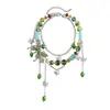 Collar con Borla de Mariposa con Goteo de Aceite Tachonado de Diamantes y Perlas de Vidrio de Estilo Europeo y Americano, Cadena de Clavícula Fresca de Lujo Ligero, Accesorio de Moda para Mujer