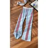 Pantalones deportivos retro de estilo americano con bloques de color y rayas para hombre, con tejido de punto gofrado, corte relajado y pernera recta, perfectos para otoño