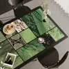 Mantel de Mesa de Comedor con Ilustración Estilo Medieval, Serie Verde, Impermeable, Resistente al Aceite, Lavable, Tapete Protector de Escritorio, Resistente al Calor, Tapete Resistente a Altas Temperaturas