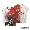 2024 Explosiones Cruzadas Verano Juego Transfronterizo Yuan Yuan Shen Secundario Artículos de Merchandising de Yuan Shen Impresión Digital 3D Camiseta de Yuan Shen Dibujos Animados