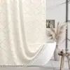 Cortina de ducha impermeable de corte bohemio transfronterizo, cortina de ducha gruesa de color sólido para baño de hotel, venta al por mayor del fabricante
