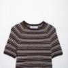 Z Comércio Exterior 2025 Primavera e Verão Nova Moda Casual Europeia e Americana Feminina Gola Redonda Manga Curta Listrada Camiseta Top 2756007