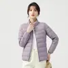 Jaqueta de Penas Nova Leve e Fina Estilo Companhia Aérea Feminina Anti-Estação À Prova de Vento Gola Vertical Roupas Femininas 90 Penas de Pato Branco Jaqueta Casual