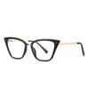 Gafas planas con resorte TR90 y patillas de metal, modernas, con diseño de ojo de gato y borde cruzado, antiazules, con montura de leopardo, 2069
