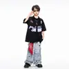 Ropa Moderna Infantil de Street Dance Niños y Niñas Marca Moderna Conjunto de Camisa de Béisbol de Manga Corta Atuendo Genial de Hip-Hop para Niños