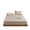 Sábana Bajera Ajustable de Algodón y Lino Vintage Clase A Transpirable Cómoda de Algodón Puro Protector de Colchón Cubre Cama Sábana Bajera Individual Funda de Almohada