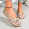 Envío Gratis Zapatos de Malla Hueca Negros para Mujer Suela Suave Tacón Bajo Boca Poco Profunda Mocasines Diarios Casuales Versátiles Zapatos Planos para Mujer
