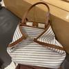 Bolsa Tote Listrada de Nicho Estilo Coreano, Grande Capacidade, Novo Modelo Feminino 2026, Estilo Relaxado, Elegante, Bolsa Versátil de Lona para o Dia a Dia