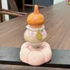 Gira-Gira de Cerâmica Perolada Eletrodepositada em Forma de Cuia, Ornamento Rotativo para Alívio de Estresse de Fortuna e Prosperidade, Decoração para Carro e Mesa de Chá para Alívio de Estresse