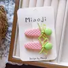 Nuevo clip para el pelo de niños con lazo de caramelo a cuadros naranjas y estrella, goma para el pelo, pasador para niñas, scrunchie naranja-verde