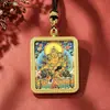 Colar com Pingente Thangka Estilo Xizang, Semi-Pintado à Mão e Incrustado com Ouro, Apresentando os Cinco Budas, Tara Verde, Deus Amarelo da Riqueza e os Doze Animais do Zodíaco