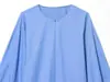 Camisa de Popelina Azul de Manga Larga Estilo Globo para Mujer Primavera 2026 Estilo Europeo y Americano 1456