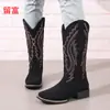 2026 Nuevas Botas de Cuero para Mujer en Stock, Otoño e Invierno Nuevas Europeas y Americanas Retro Comercio Exterior Tacón Grueso Talla Grande Botas de Cuero para Mujer