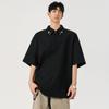 Camisa Polo de Cor Sólida Estilo Americano Nasa Manga Curta Masculina Verão 2025 Nova Camiseta Solta de Seda de Gelo Secagem Rápida Top