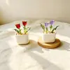 Venta al por mayor transfronteriza Rosas en maceta de cristal de Zibo, Manualidades de suculentas de cristal, Adornos de flores artificiales para escritorios de oficina