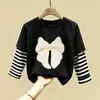 Camiseta de dibujos animados casual de otoño estilo coreano para niños, camiseta básica elegante de algodón puro para primavera y otoño, manga larga para niñas