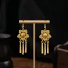 Pendientes de Borla y Cascabel Europeos y Americanos, Colgantes de Hoja Bohemios, Pendientes de Zona de Mercado Nocturno, Pendientes de Estilo Étnico de Pavo Real para Mujer