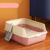 Caja de Arena para Gatos Extra Grande Desmontable de Alta Calidad Semi-Cerrada Fácil de Limpiar con Paredes Laterales Altas Hecha de Plástico Duradero